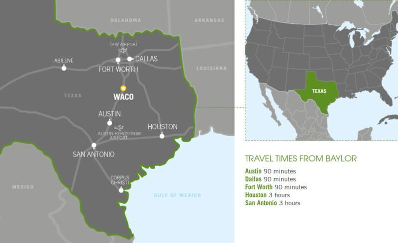 Baylor University貝勒大學地理位置