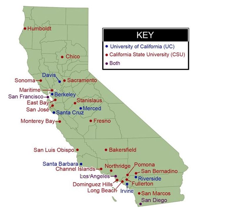可轉學的學校 UC / CSU體系