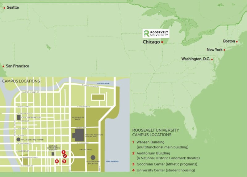 Roosevelt University 羅斯福大學地理位置