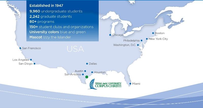Texas A&M University-Corpus Christi 德州農工大學科伯斯克里斯蒂分校校園地理位置
